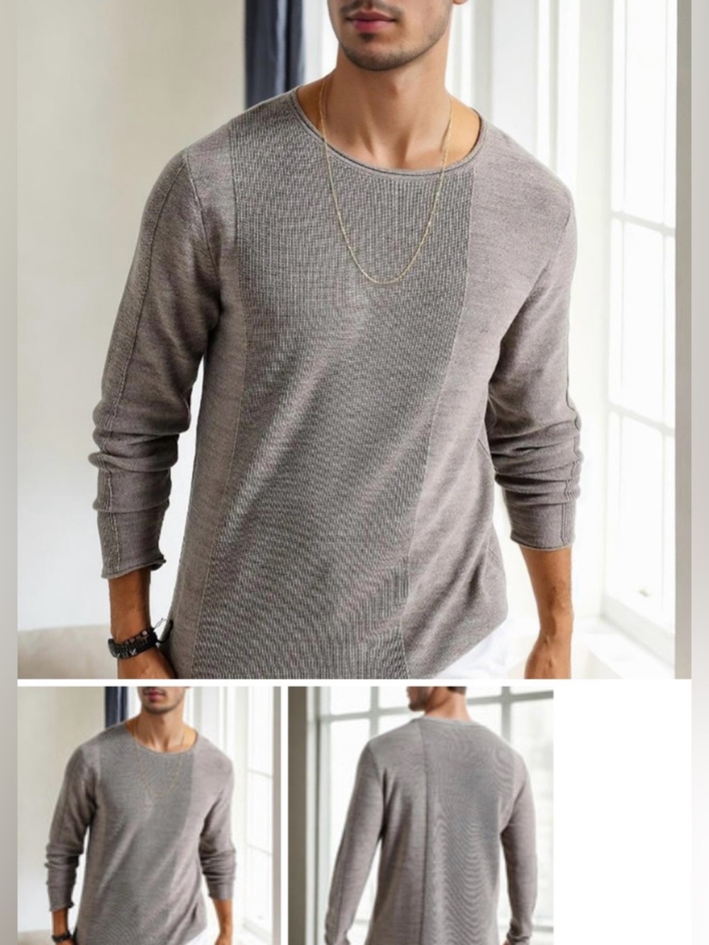 Dewberry Couture Deluxe Crewneck Sweater Mink XXL Minimal Knit